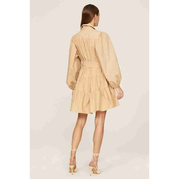 Tanya Taylor Brown Long Sleeves Collared Shirt Dress Medium - Picture 3 of 6